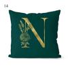 1Pc Green Pillow Cover 45*45cm Gold Letters Throw Pillow Cushion Cover Car Home Decoration Sofa Cushion Covers Pillowcase