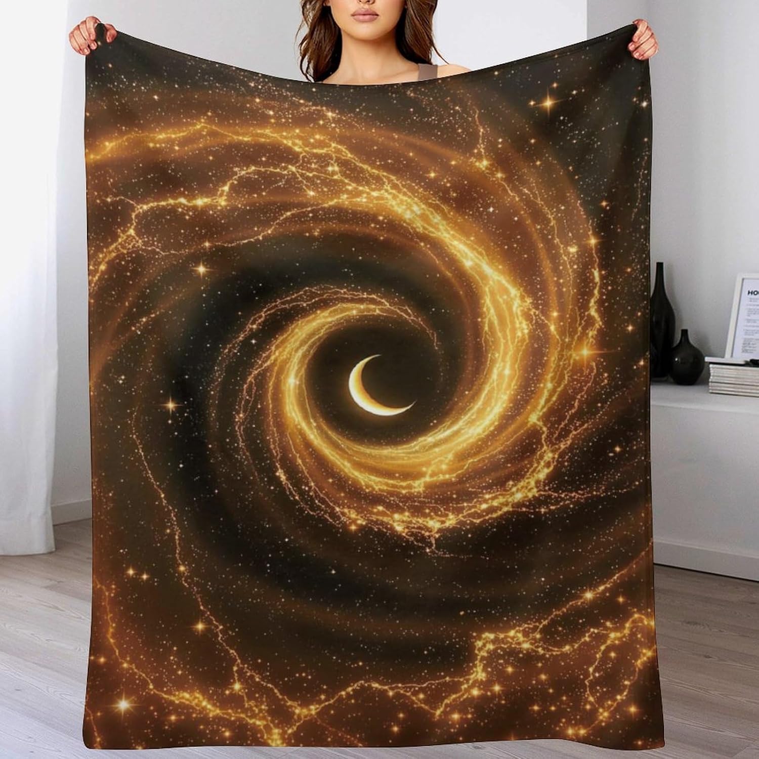 Galactic Vortex Throw Blanket, Starry Sky Fuzzy Blanket, Ultra Soft Cozy Flannel Throw Blankets Lightweight Fleece Blankets for 75X95CM