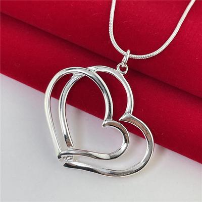 Prachtige verzilverde hartvormige hangerketting, prachtig cadeau-sieraad