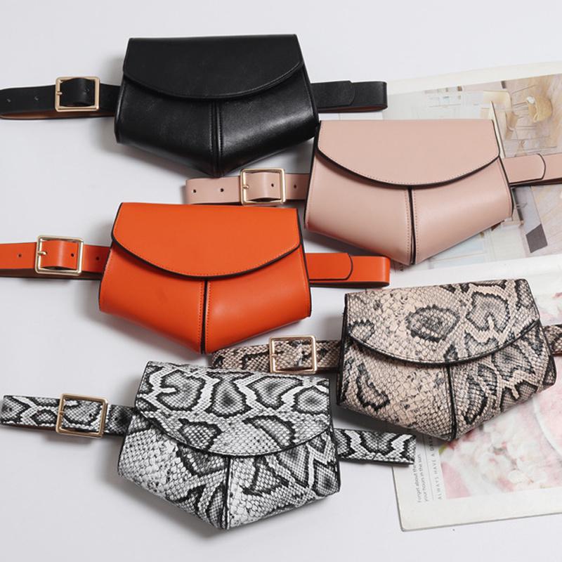 Korean Version of Mini Pockets Ladies PU Leather Waist Belt Bag Women Mini Disco Waist Pack