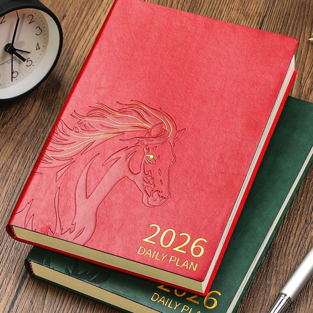 Wear-resistant 2026 Schedule Planner Notepad Pu Leather Office Work Planner  Stationery