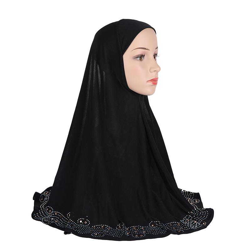 H001 Adults big size muslim hijab scarf with rhinestones islamic headscarf hats armia pull on headwrap ramadan gift