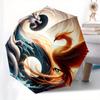 Yin Yang Dragon Phoenix Circular Art Print Wall DecorUmbrella, Portable 3-Fold Compact Umbrella for Men & Women Gift