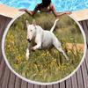 Bull Terrier Dog Round Beach Towel, Soft Microfiber Cute Pet Beach Blanket, Absorbent Quick Dry Pool Towel, Portable Picnic Mat