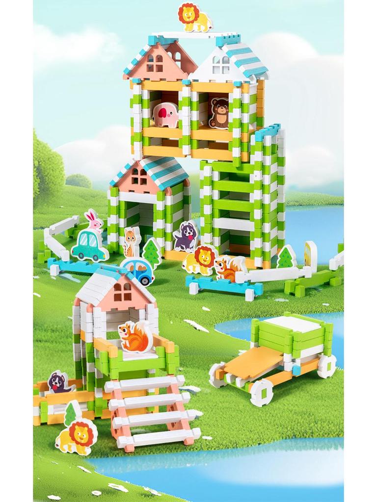 Luban Čep a dlab Dřevěná stavebnice: Dětská DIY vzdělávací montáž chatky