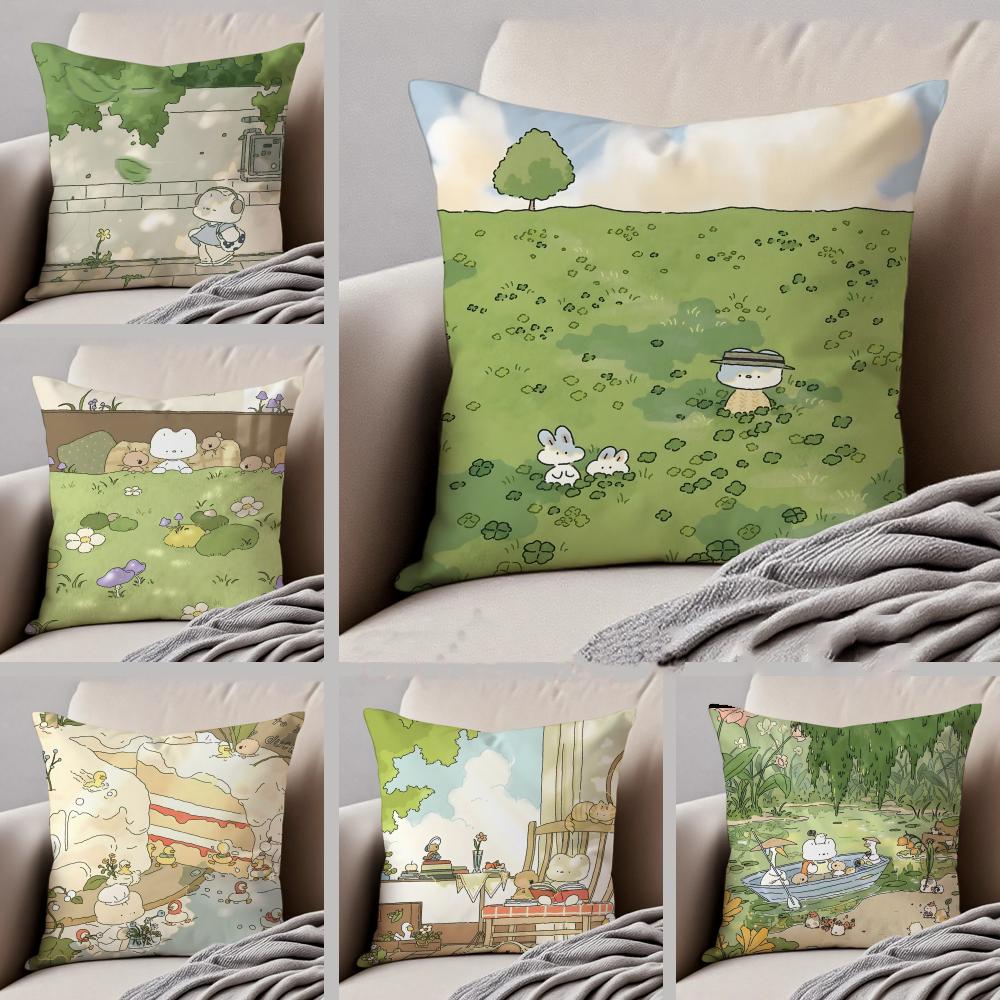 Casual Author Somdoo Cute Animals Thinking Cushion Cover Linen Pillow Case Soft Breathable Protective Couch Room Decoration
