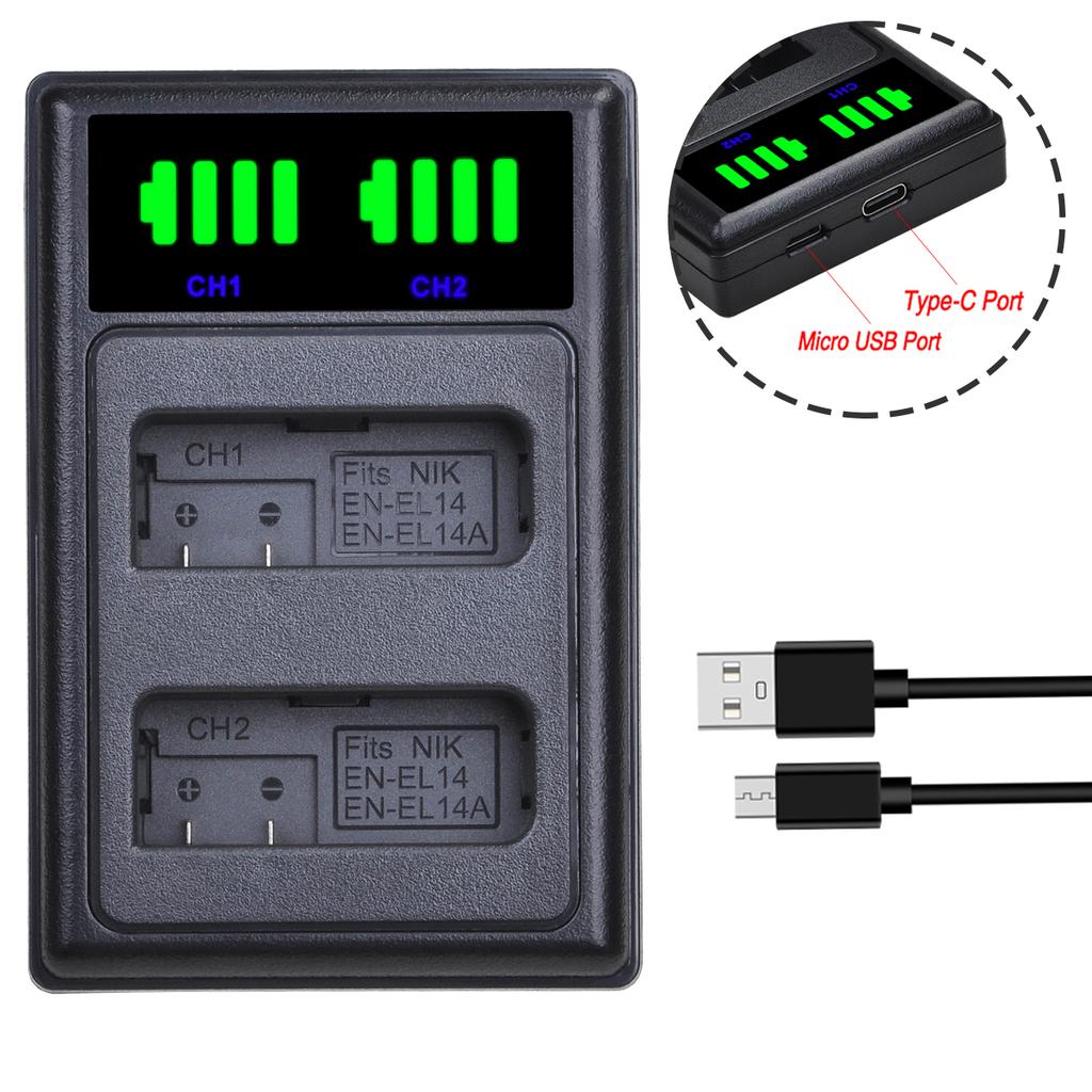 EN-EL14 EL14a ENEL14 Battery Charger for Nikon D5200 D3100 D3200 D5100 P7000 P7100 MH-24 Charger