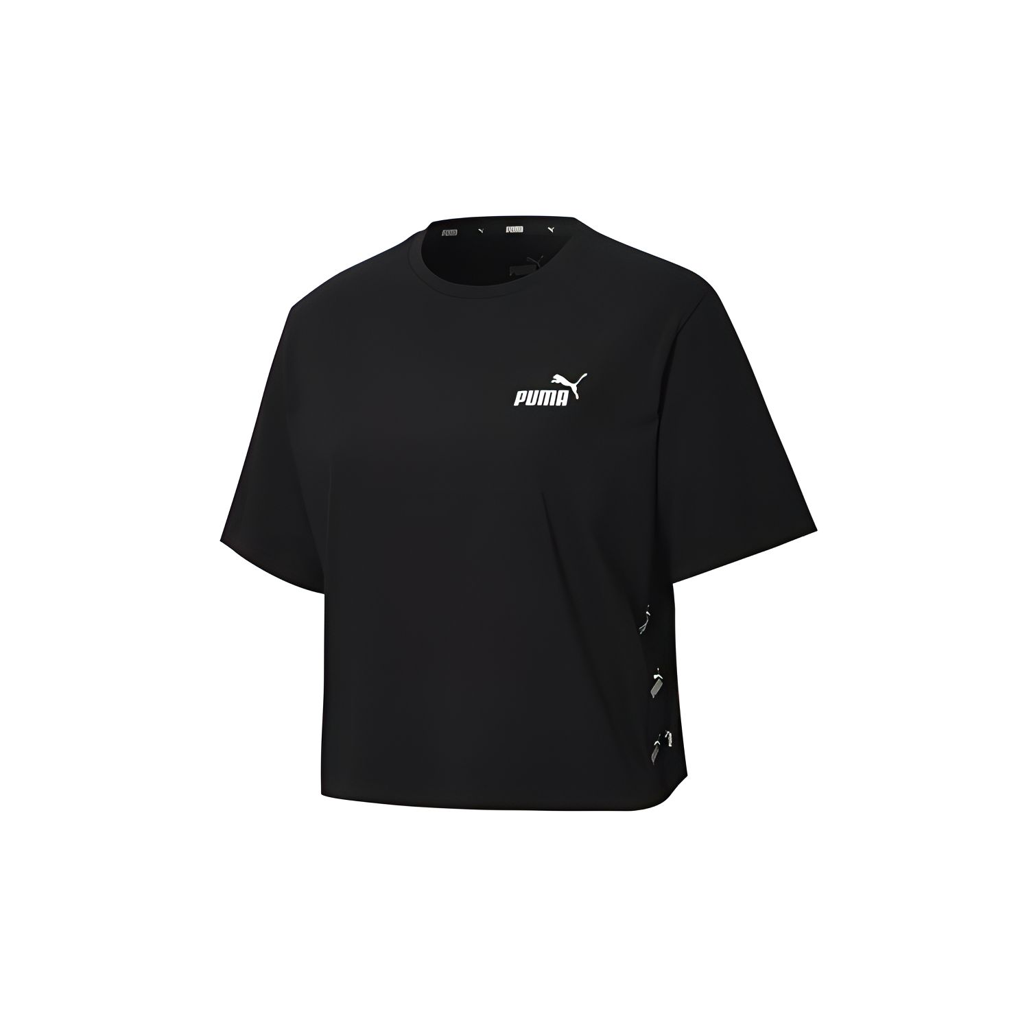 Puma Printed Small Logo Round Neck Short Sleeve T-Shirt Women tops Black 586597-01 XL