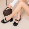 Fashion Bow One Strap Mary Jane Shoes Autumn New Round Toe Shallow Mouth Non-slip Wear-resistant Square Heel Shoes