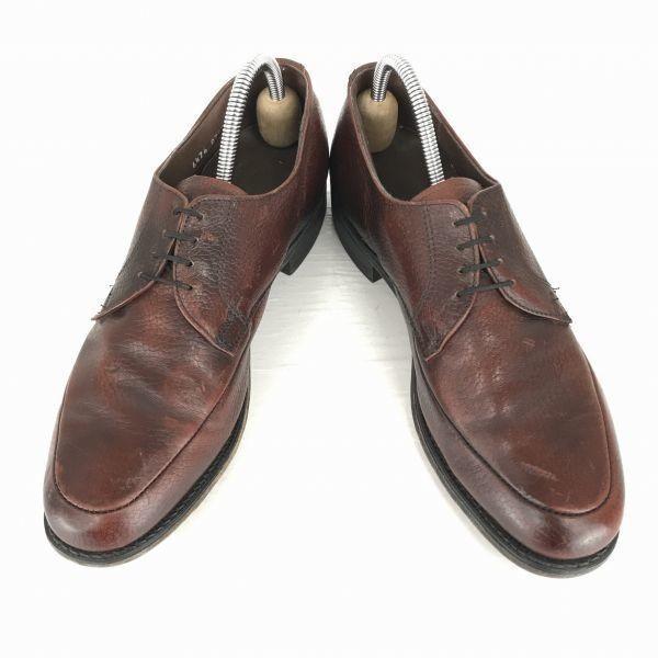 USA 80s Vintage Goodyear Leather Embossed U Tip Service Shoes 9D 26.5 Brown Dress Shoes Business(USED)
