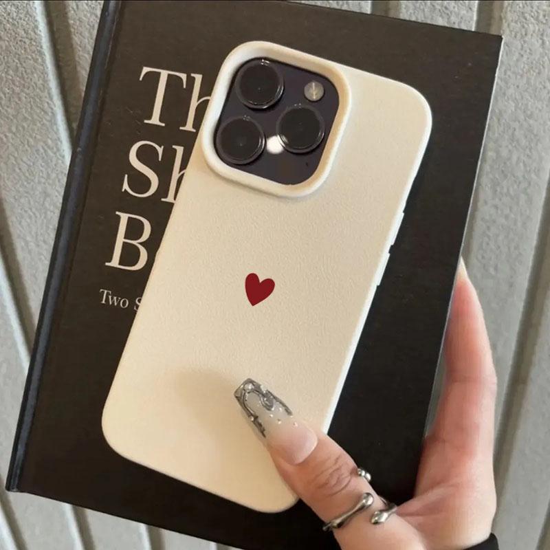 Minimalist Red Heart Print Pattern Design Protective Cover for iPhone 17 16 15 14 13 12 11 16E Series Pro Max Plus