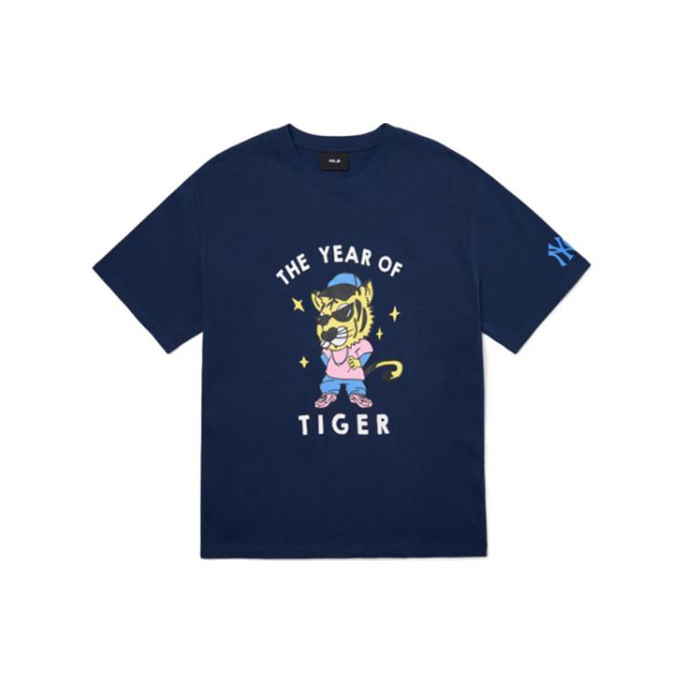 MLB T Shirts Unisex Blue Crew Neck Moderate Straight Fit 3ATSC2021-50NYL L