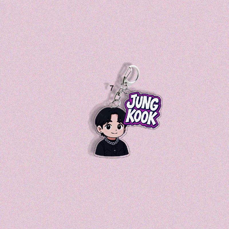 BTS Member Cartoon Character & Name Keychains, Celebrity Merchandise, Bag Charms, Fan Gifts