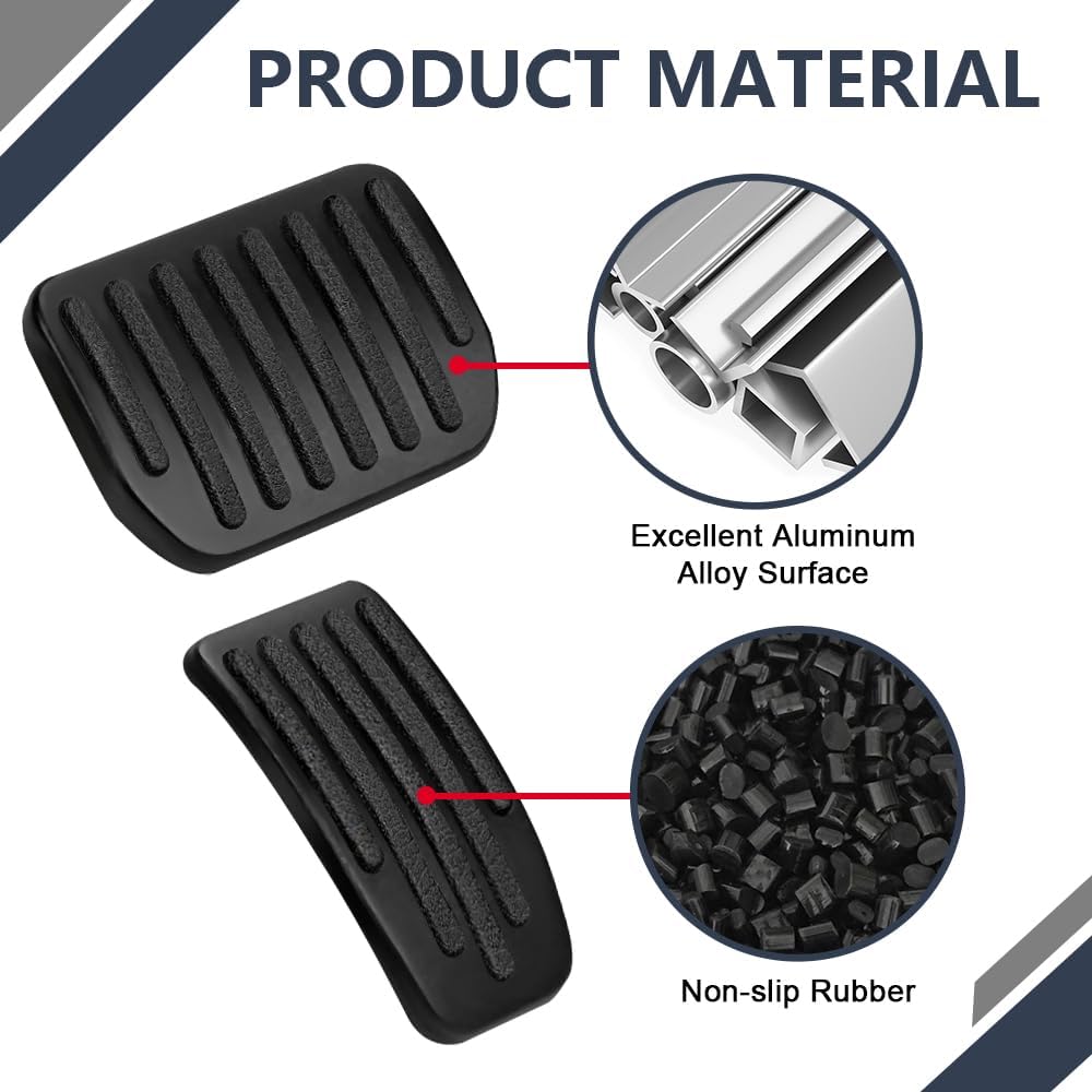 ASUBHA Foot Pedal Pads Set, Car Pedal Covers, Auto Aluminum Pedal Covers, Non-Slip Performance Aluminum Car Accessories Brake & Accelerator Pedal