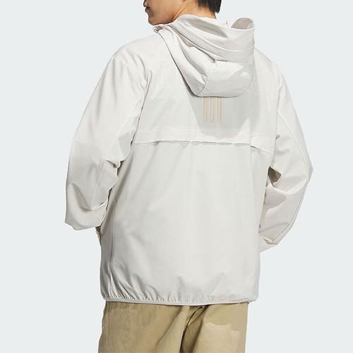 adidas solid color sun-protection woven hooded jacket, unisex, white