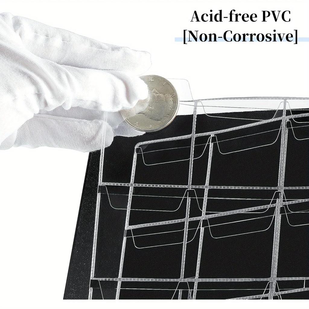 120-Pocket PVC Coin Collection Album with Clear Plastic Pages & Dark Blue Cover - Heavy-Duty Coin Holder Book