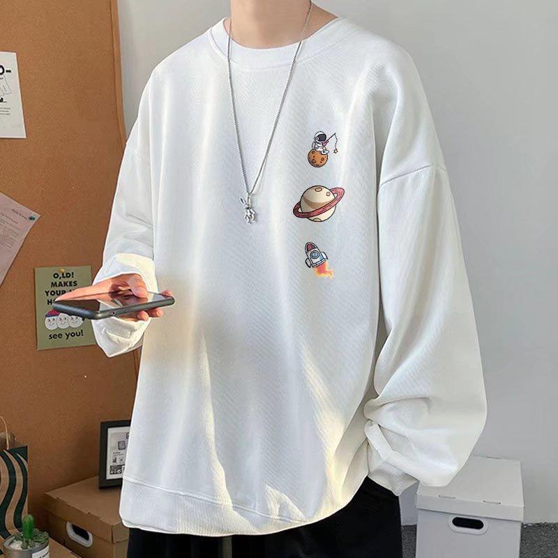 

M-8XL мужской и женский свободный свитер с широкими рукавами в корейском стиле с принтом астронавта, свободный свитер с круглым вырезом L белый