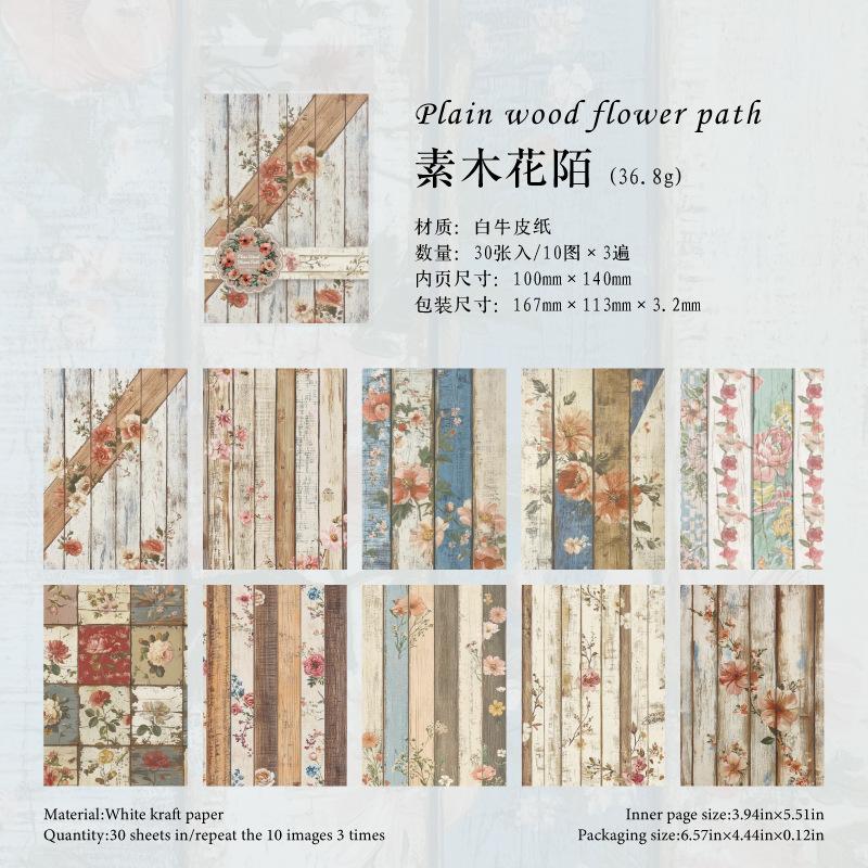 30pcs/lot Memo Pads Material Paper Wood colored paper environment Junk Journal diary Scrapbooking Background Decoration Paper