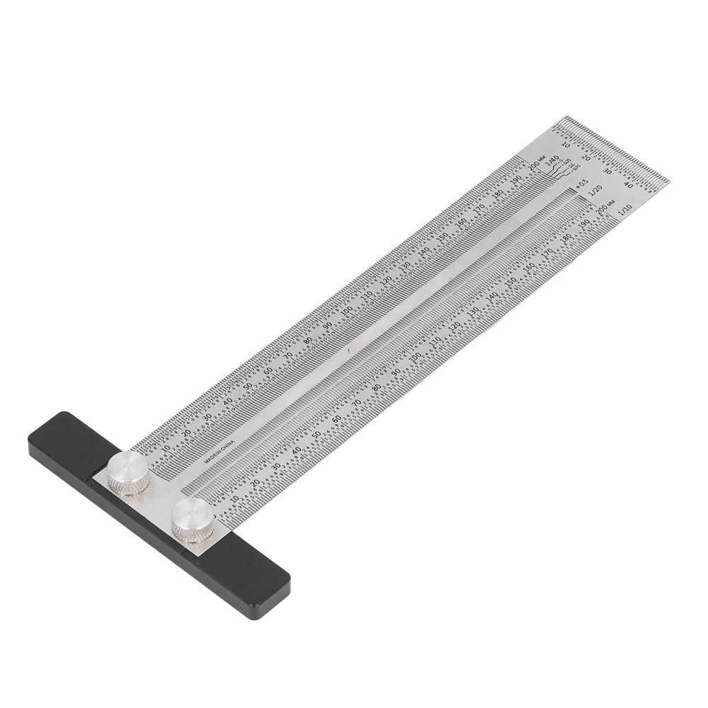 Stainless Steel Carpenter T Ruler Silver Measuring Gauge Precision Marking Tool Drafting Use
