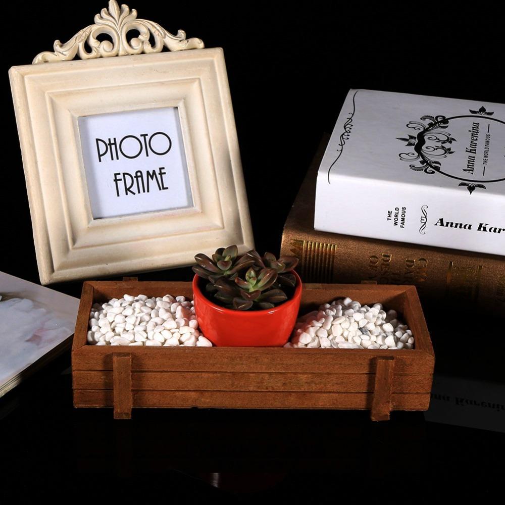 2PCS Wood Wooden Planter Box Easy To Place Rectangular Succulent Planter Compact Antique Color Indoor Outdoor Planter