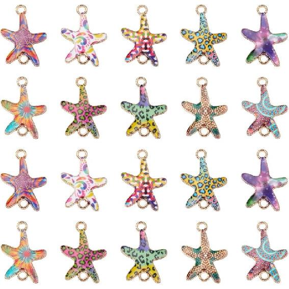 DanLingJewelry 40 Pieces 8 Various Style Ball Connectors Charms Enamel Basketball Football Volleyball Pendants Football Sports Pendants for Jewelry