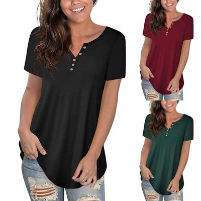 Kadın Plus Size Tunik Üstler Düz Tişört Çiçekli Günlük Kısa Kollu Bluz