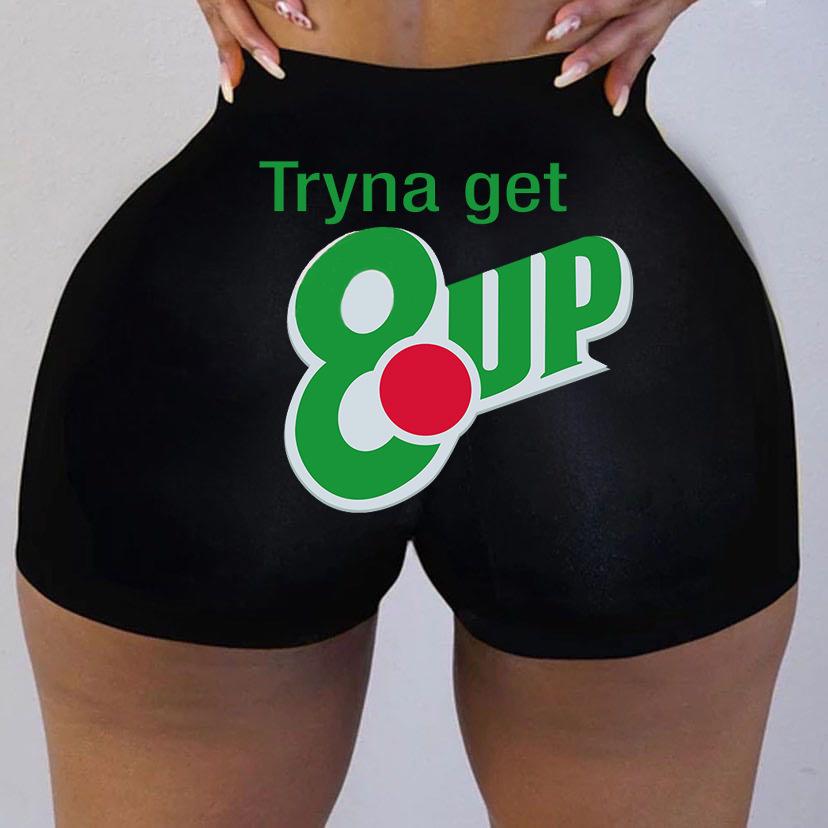 Trendy European & American Style Women's Fitness Letter Print Shorts