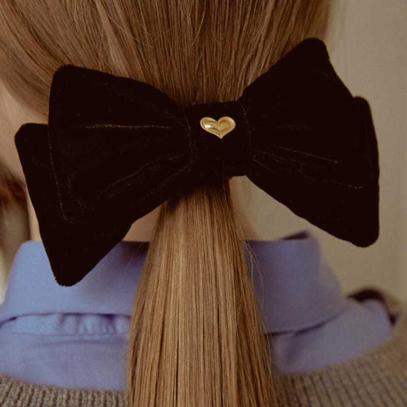 Tatiana Heart Classic Double Ribbon Hair Pin HB2217