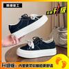 2025 New Black Canvas Shoes for Women's Autumn Korean Version of Students Platform Shoes Versatile Casual Campus Wind Shoes for Women