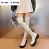 Stretch Damen Overknee Stiefel Mode Weiche Lederschuhe Herbst Winter Dicker Absatz Damen Knight Long Booties