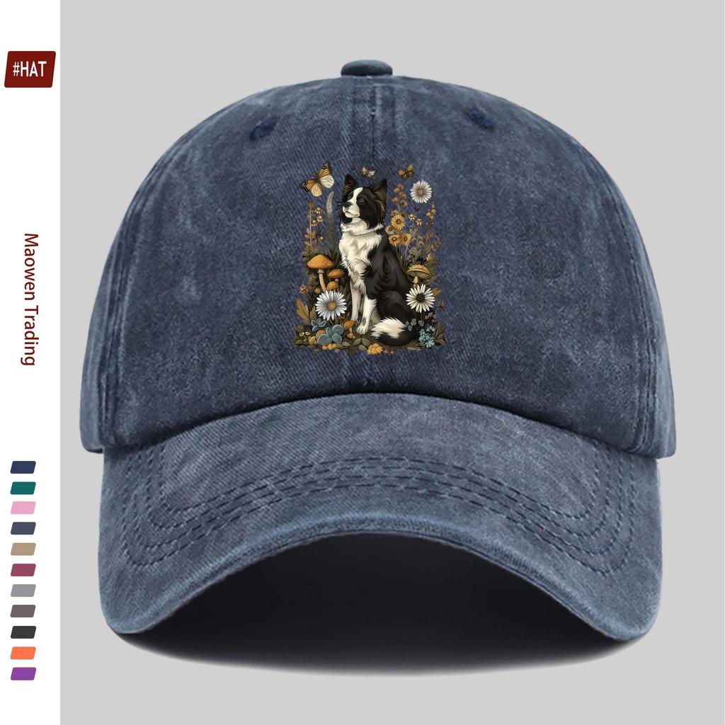 Baseballkappe mit Tier-, Pflanzen-, Blumen-, Insekten-, Schmetterlings- und gutaussehendem Hundedruck, lässiger Stil, Sonnenhut, bequem und Li