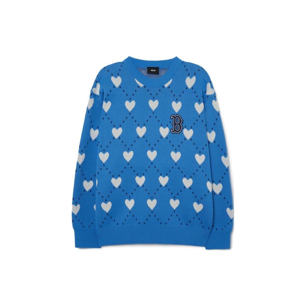 MLB Boston Red Sox Heart Jacquard Letter Embroidered Loose Pullover Sweater Unisex sweater Blue 3AKPH0131-43BLS