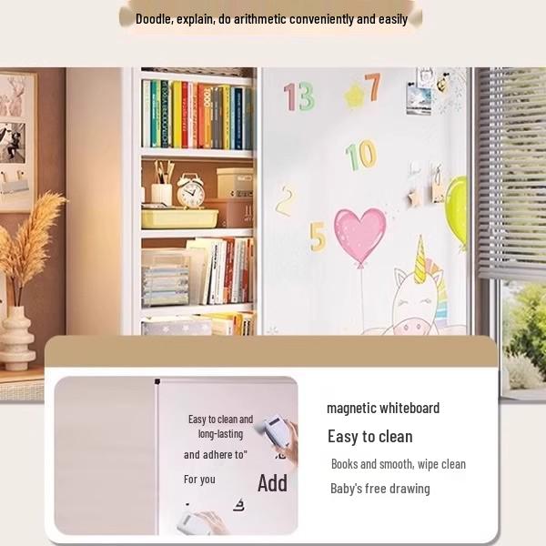 Steel Bookshelf with Whiteboard Doors, Multi-Layer Library Bookcase, Children's Picture Book Rack