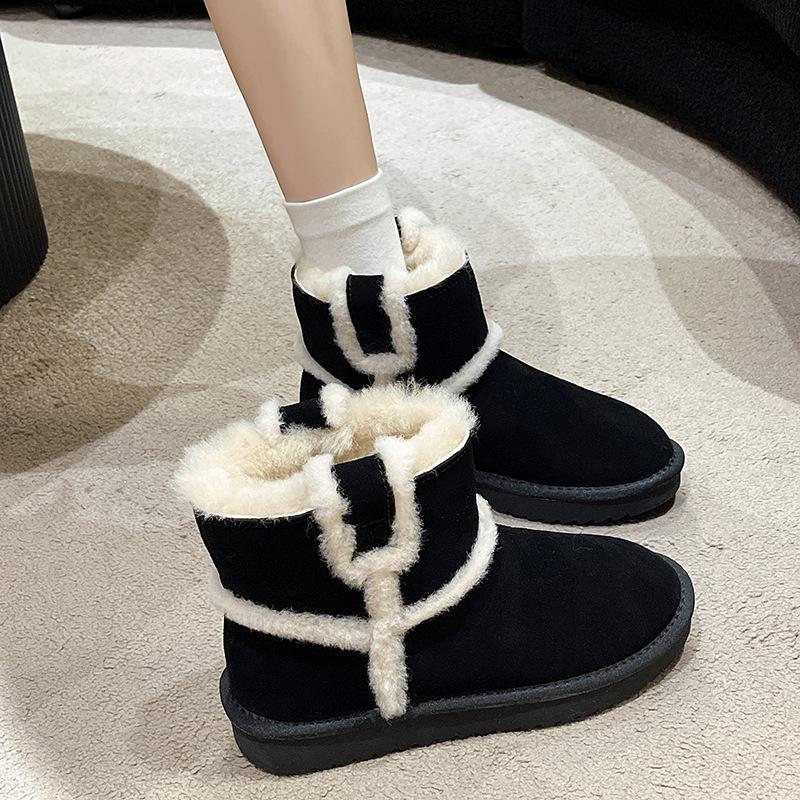 Large Size Women's Shoes Snow Boots Women's Winter New Thick-soled Piled Thickened Short Boots Large Cotton Shoes