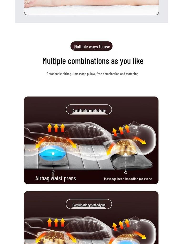 Portable Full-Body Massage Mat: Multi-Function Electric Massager for Cervical Spine and Waist with Kneading & Folding Features