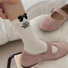 5 Pairs of Female Autumn Thin Stereotaxic Bow Boneless Thin White Pile Pile Cotton Socks