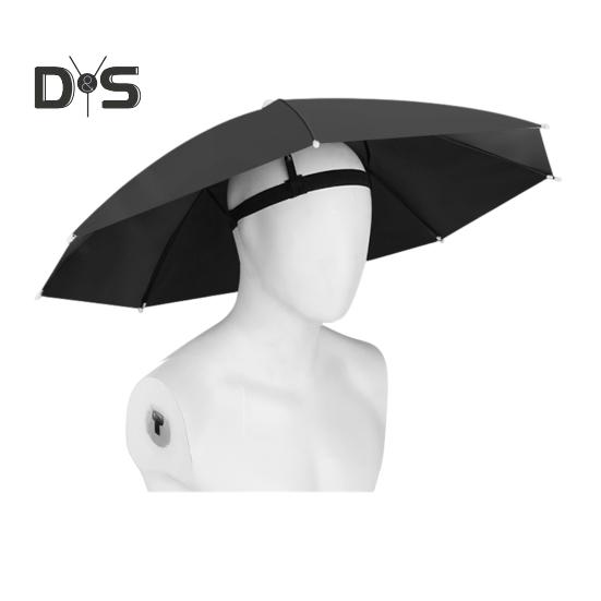 69CM UV Protection Umbrella Hat Hands-Free Sun Blocking Umbrella Hat with Elastic Headband Waterproof Kids Adults Outdoor Fishing Folding Umbrella