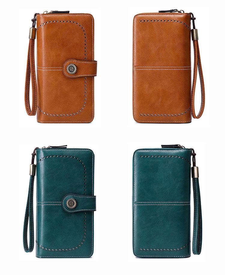 RFID-Blocking Women's Long Zipper Wallet: Large Capacity European & American Style