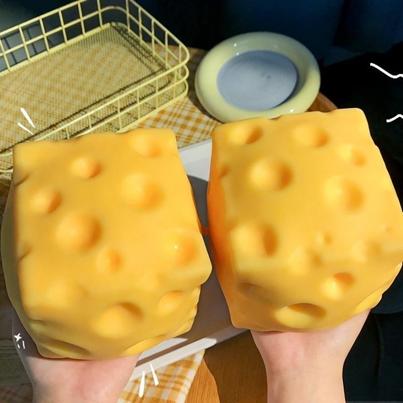 Extra Large Size Cheese Fidget Toy Slow Rebound Shapeable Venting Ball Realistic Giant Squeeze Toys For Adult Stress Relief