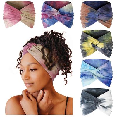 Yoga Sport Hoofdband Elastisch Antislip Brede Hoofdband Tie-dye Hoofdband Oefening Hardlopen Zweetabsorberend Dames Hoofdband