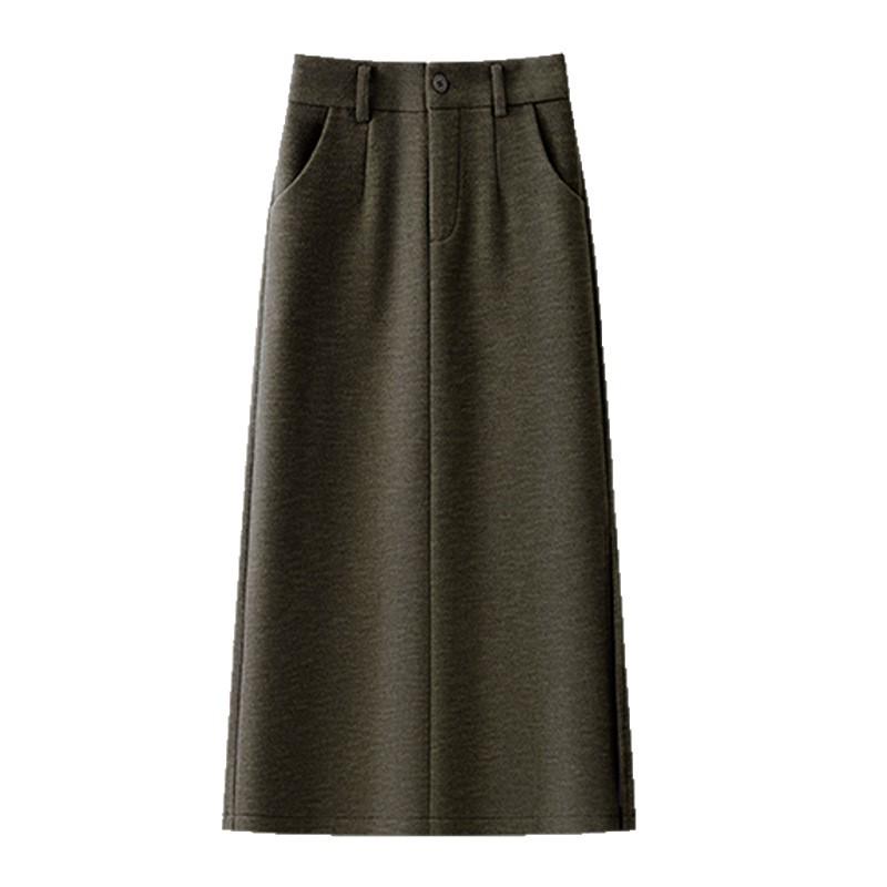 Women's Light Gray Woolen High-Waisted Skirt: Thickened, Soft, and Flattering for Autumn/Winter 2025