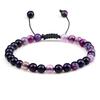 6mm Natural Stone Men Bracelets Charm Tiger Eye Black Beads Bracelet Braided Bangle Adjustable Charm Women Yoga Jewelry Pulseras