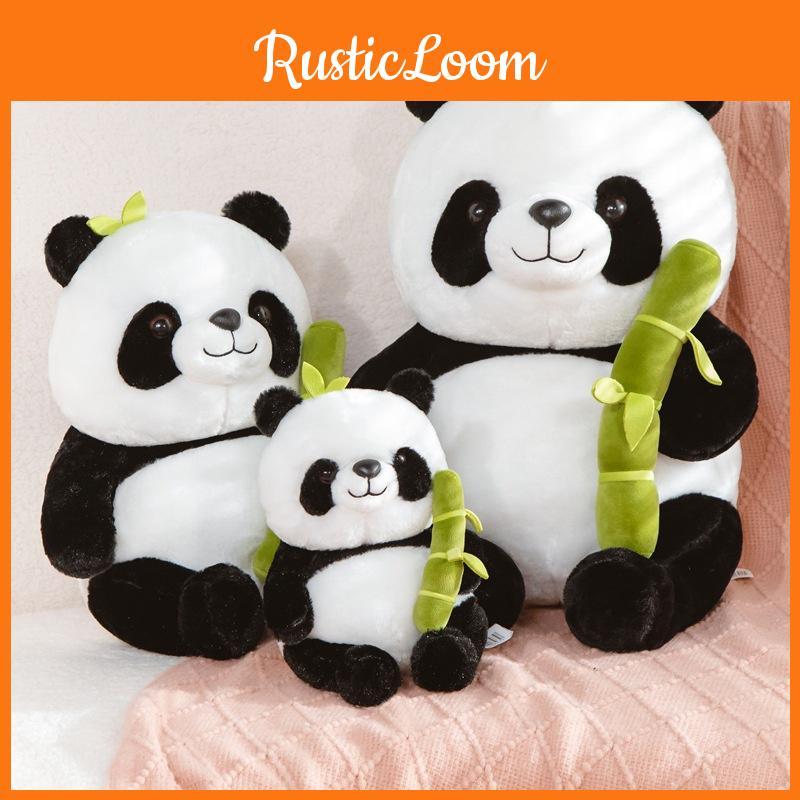Cute And Cuddly Sitting Panda Plush Toy With Bamboo Perfect For Kids And Animal Lovers