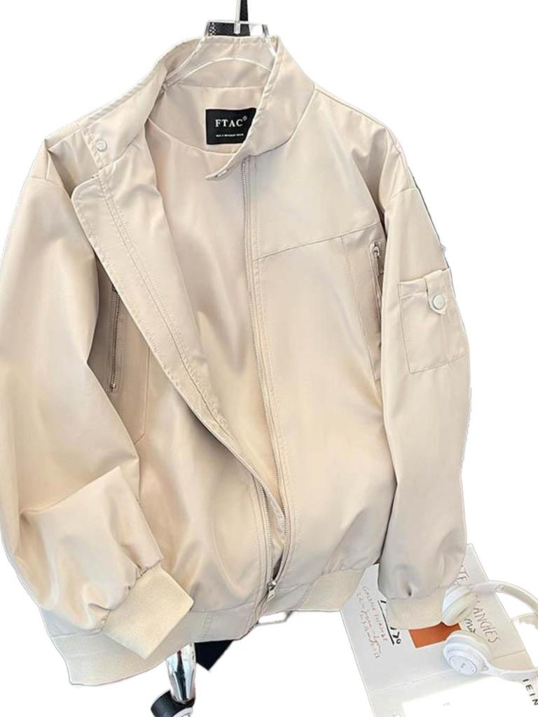 Spring and Autumn Stand-up Collar Zipper Jacket Men's Windproof Casual Trend Brand Sports Teen Ruffian Handsome American Student Trend Jacket