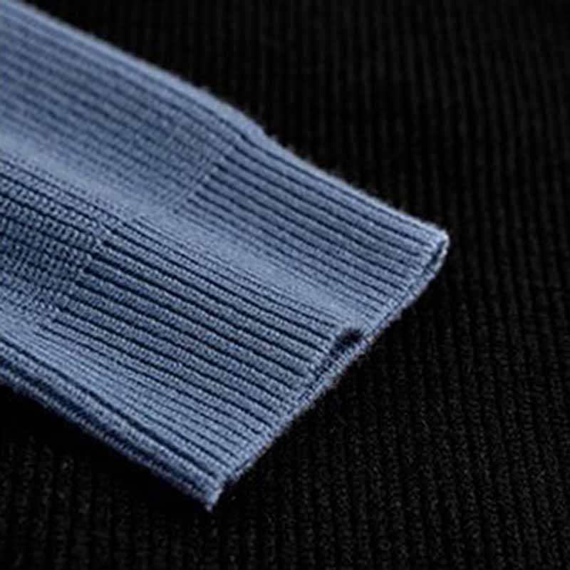 Navy Neck Half Zip Fake Two-piece Color Matching Pullover Women's Autumn and Winter Sweater
