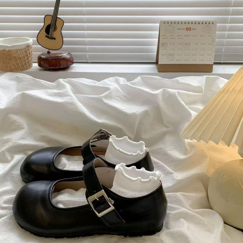 Retro Round Head Cute Mary Jane Single Shoes Women's Spring Flat Bottom Versatile Small Leather Shoes