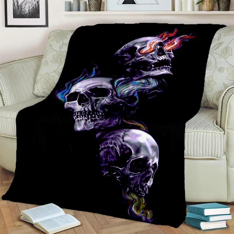 Gothic Horror Skull Ghost Cartoon Blanket Soft Throw for Home Bedroom Bed Sofa Picnic Travel Office Cover Kids