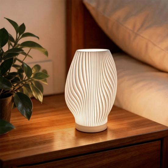 Nachtlamp 3D Geprint Geplooide Decoratieve Lamp voor Nachtkastje USB Tafellamp voor Slaapkamer Moderne Sfeerverlichting Kamerdecoratie