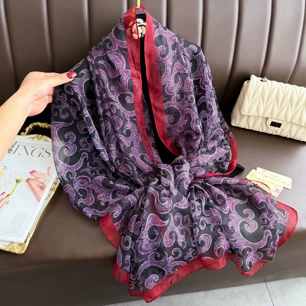Stoles Wraps Silk Scarf Foulard Female Scarves Wraps Hijab Bandana Women Large-size Beach Shawls Muslim HijabsTravel Sunscreen