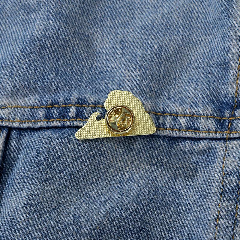Alloy Enamel Cartoon Ocean Wave Brooch Waist Tightening Anti Exposure Badge Metal Drop Oil Craft Decoration For Backpack Clothing